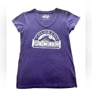 PURPLE COLORADO ROCKIES BASEBALL FAN WOMENS TEE, TOUCH BY ALYSSA MILANO